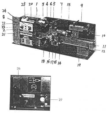 Розташування складових частинин токарного верстата Профі-350 Профі-350 Розташування складових частинин токарного верстата Профі-350